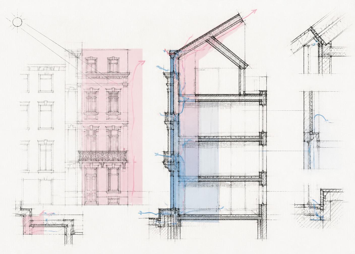 Coupe architecturale d’une réhabilitation énergétique