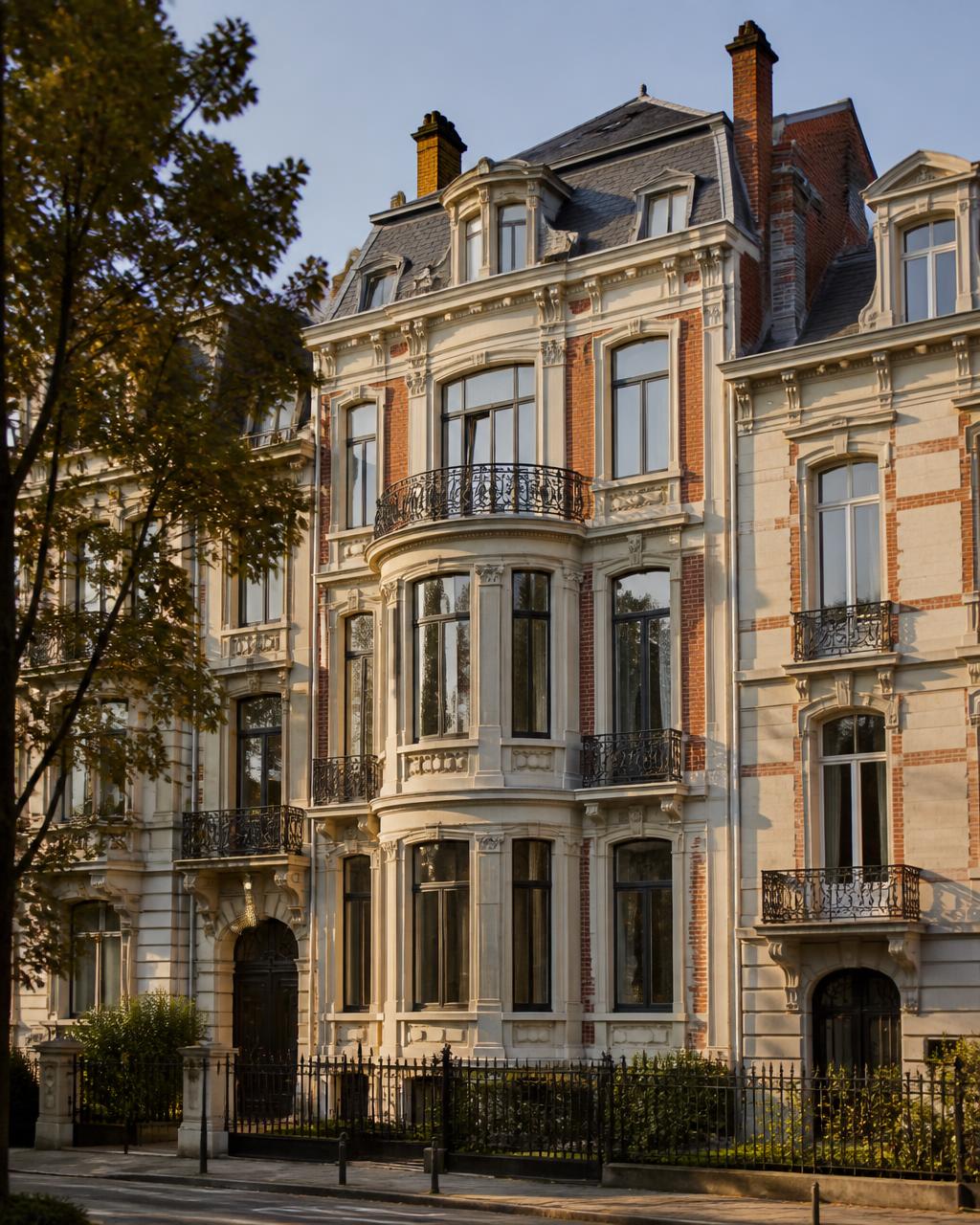 Belle maison bruxelloise éclectique en pierre et briques